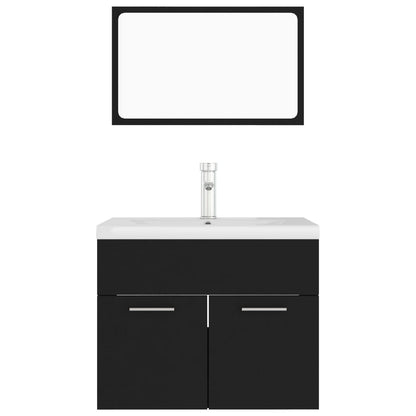 vidaXL Bathroom Furniture Set Black Engineered Wood