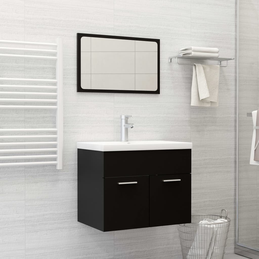 vidaXL Bathroom Furniture Set Black Engineered Wood