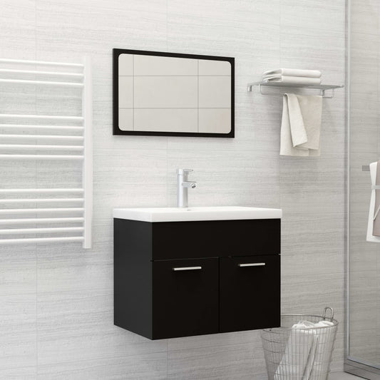 vidaXL Bathroom Furniture Set Black Engineered Wood