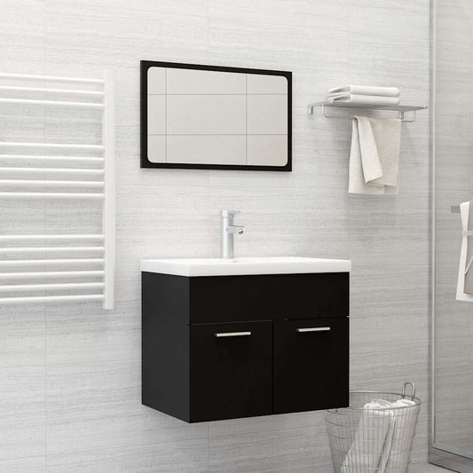 vidaXL Bathroom Furniture Set Black Engineered Wood