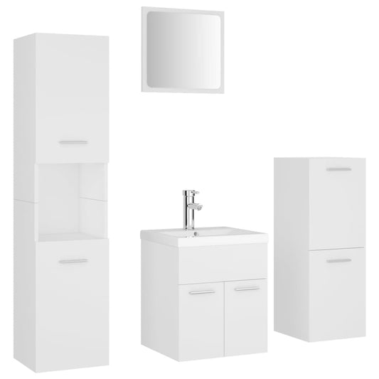 vidaXL Bathroom Furniture Set | White | Engineered wood, acrylic, ceramic