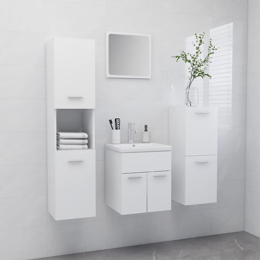 vidaXL Bathroom Furniture Set | White | Engineered wood, acrylic, ceramic