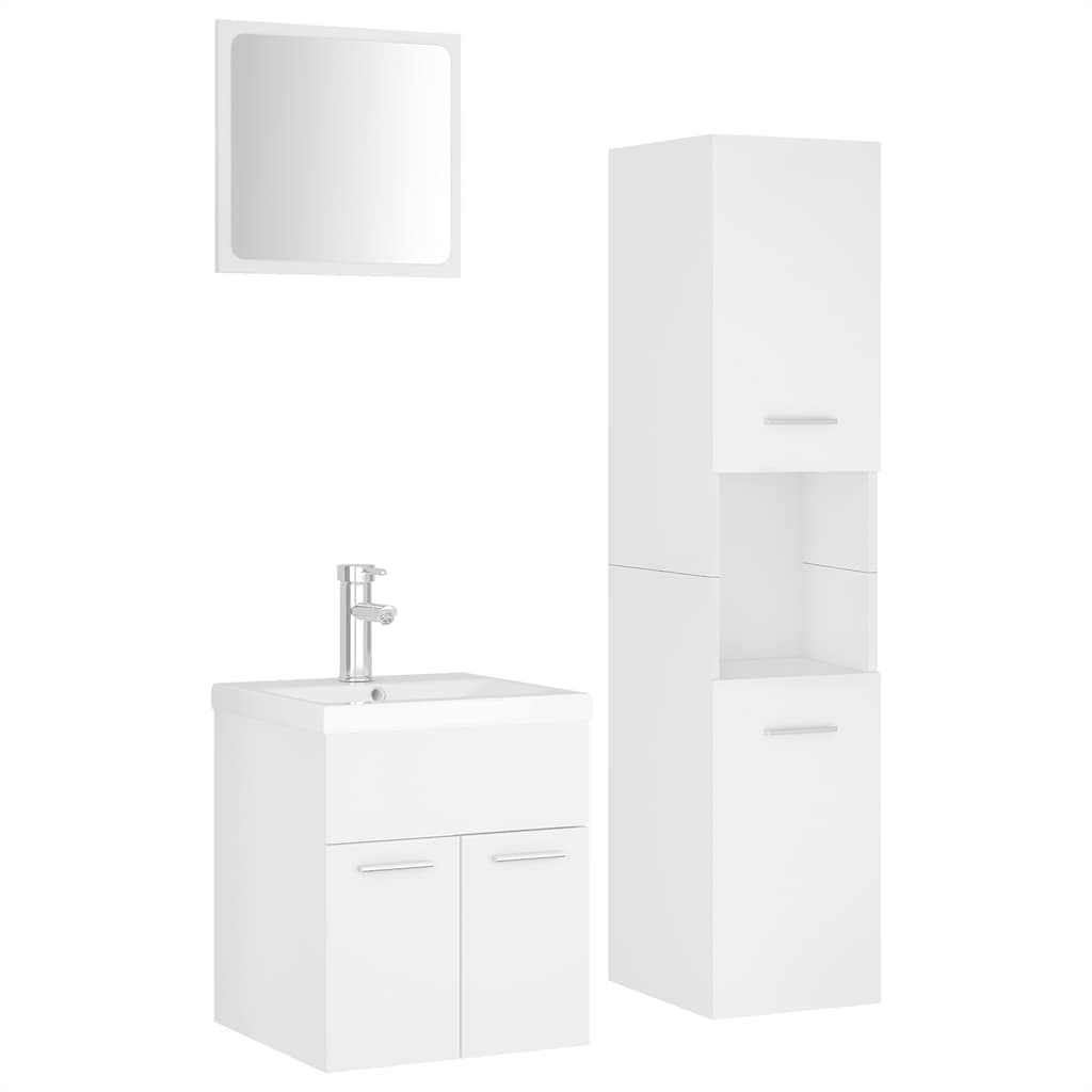 vidaXL Bathroom Furniture Set | White | Engineered wood, Ceramic, Acrylic