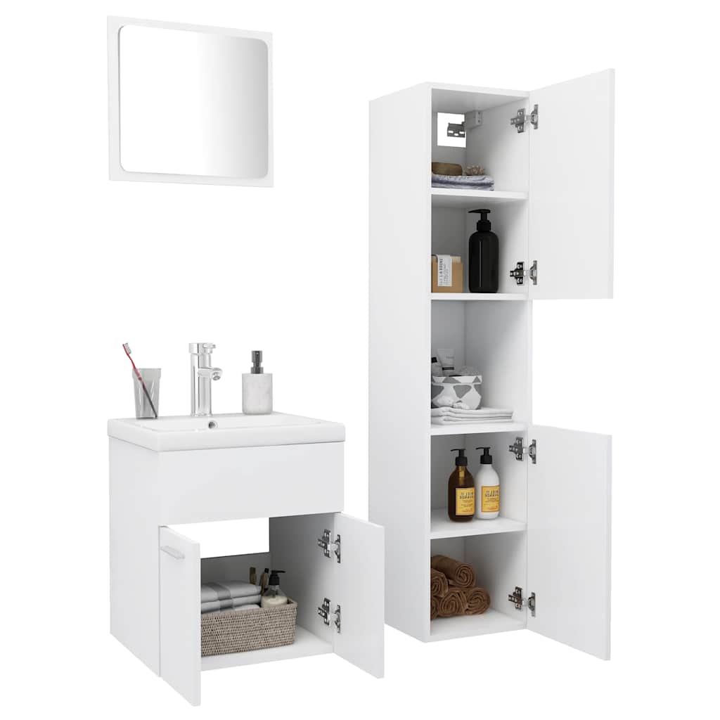 vidaXL Bathroom Furniture Set | White | Engineered wood, Ceramic, Acrylic