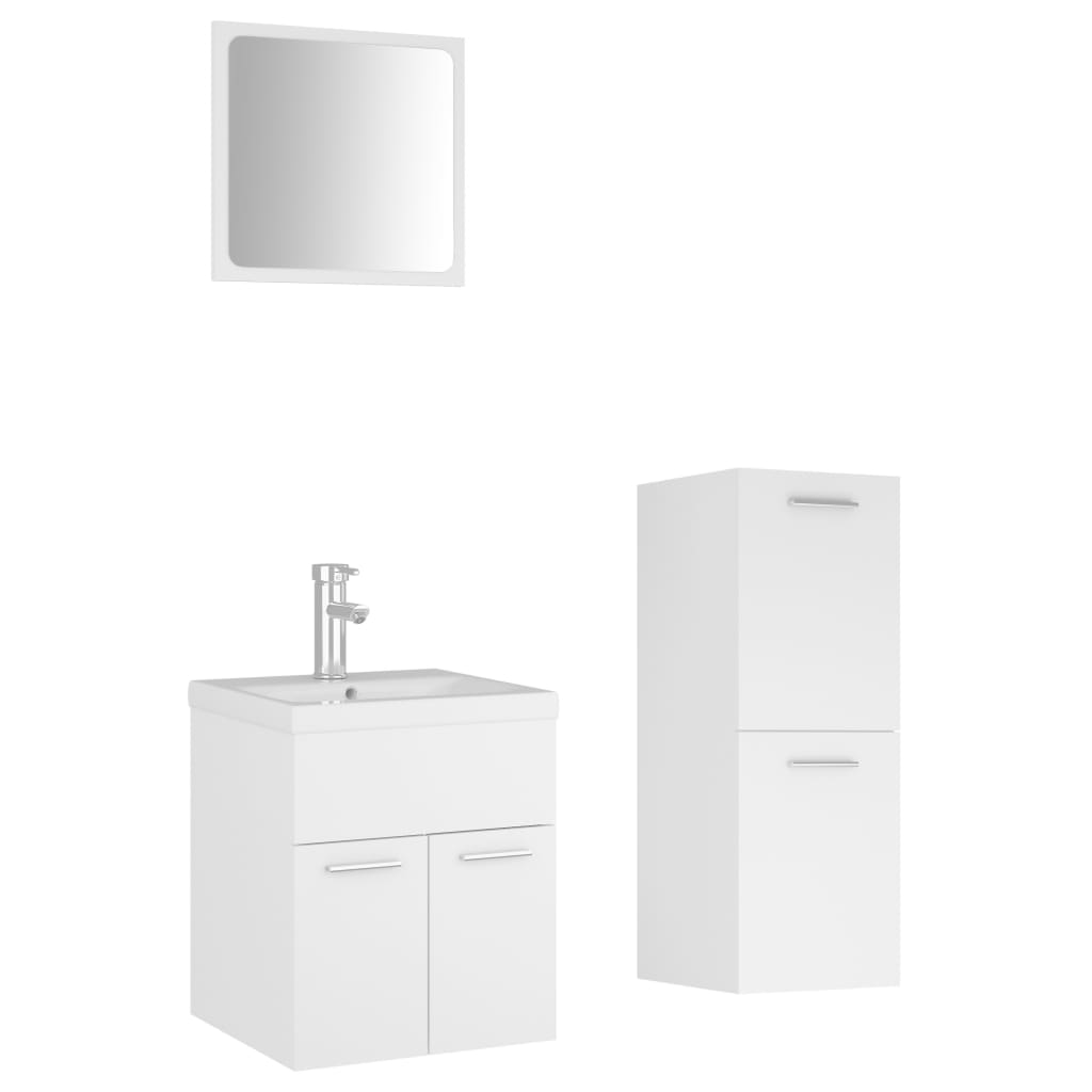 vidaXL Bathroom Furniture Set | White | Engineered wood, ceramic