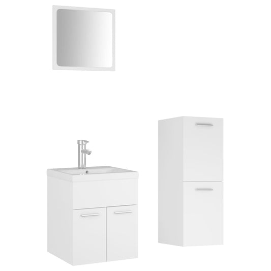 vidaXL Bathroom Furniture Set | White | Engineered wood, ceramic