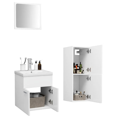 vidaXL Bathroom Furniture Set | White | Engineered wood, ceramic