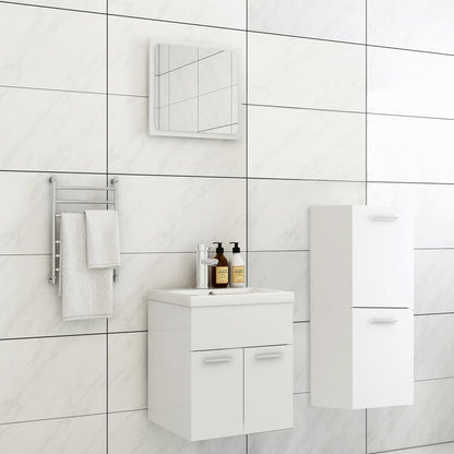 vidaXL Bathroom Furniture Set | White | Engineered wood, ceramic