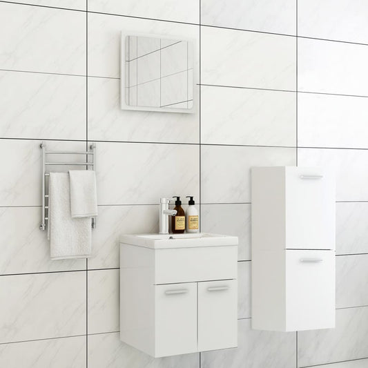 vidaXL Bathroom Furniture Set | White | Engineered wood, ceramic