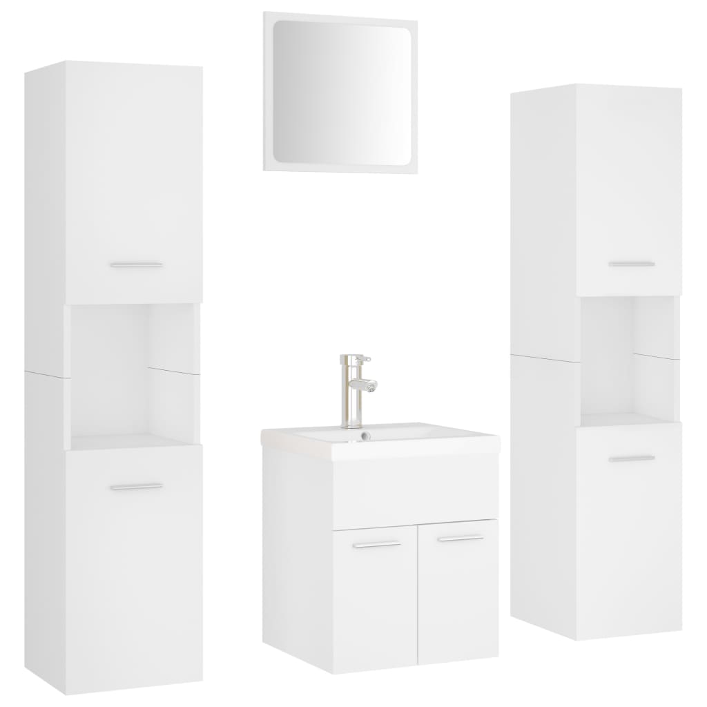 vidaXL Bathroom Furniture Set | White | Engineered wood, acrylic | Medium