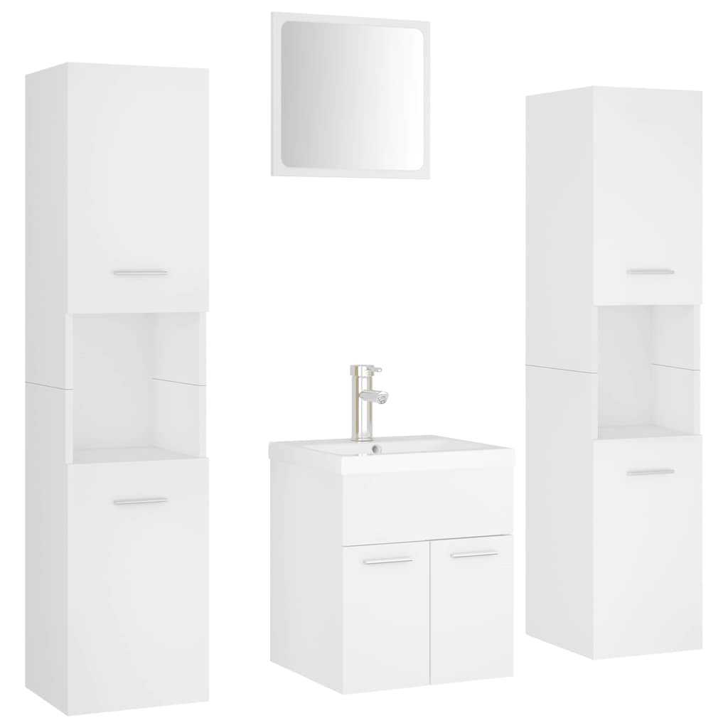 vidaXL Bathroom Furniture Set White Engineered Wood