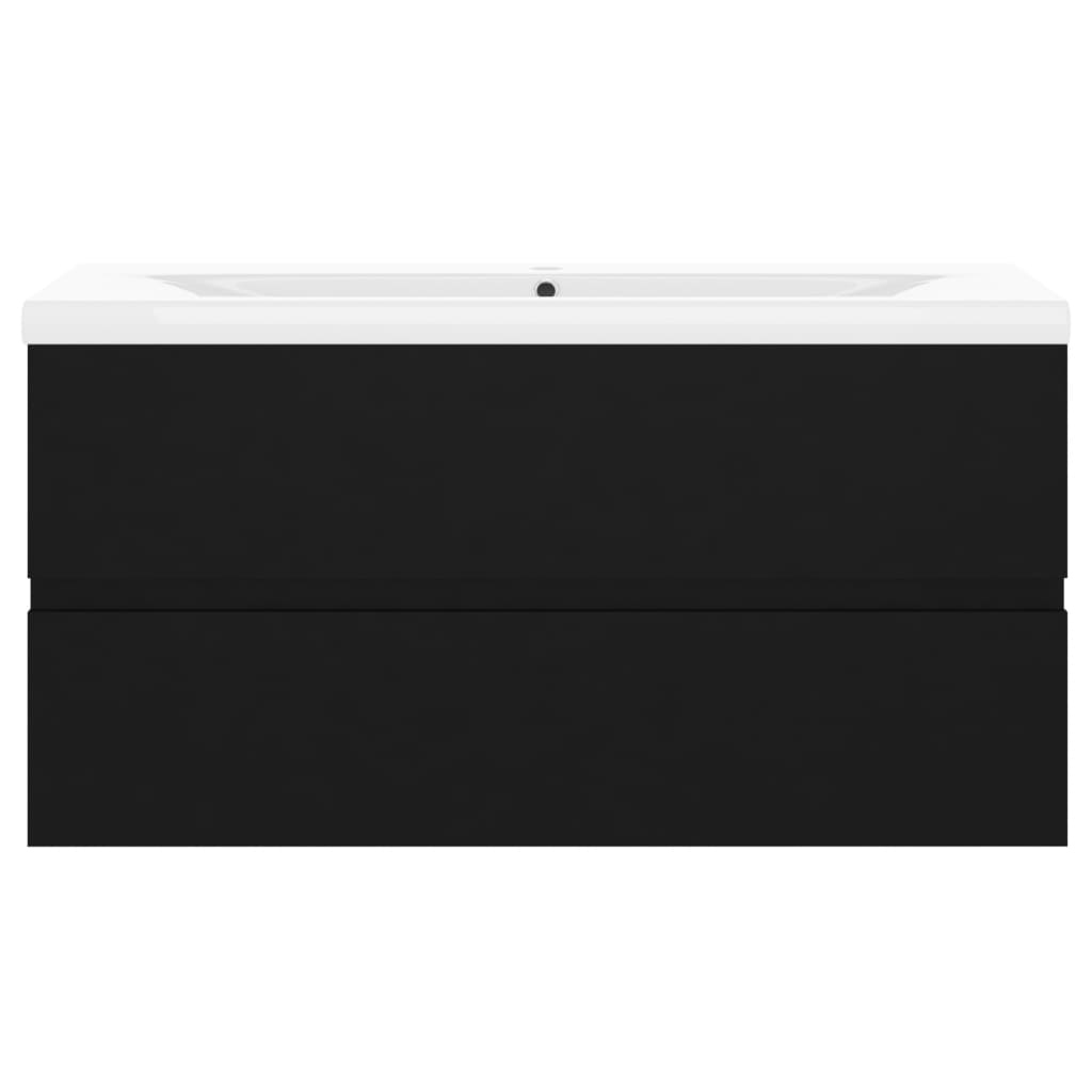 vidaXL Sink Cabinet with Built-in Basin Black Engineered Wood
