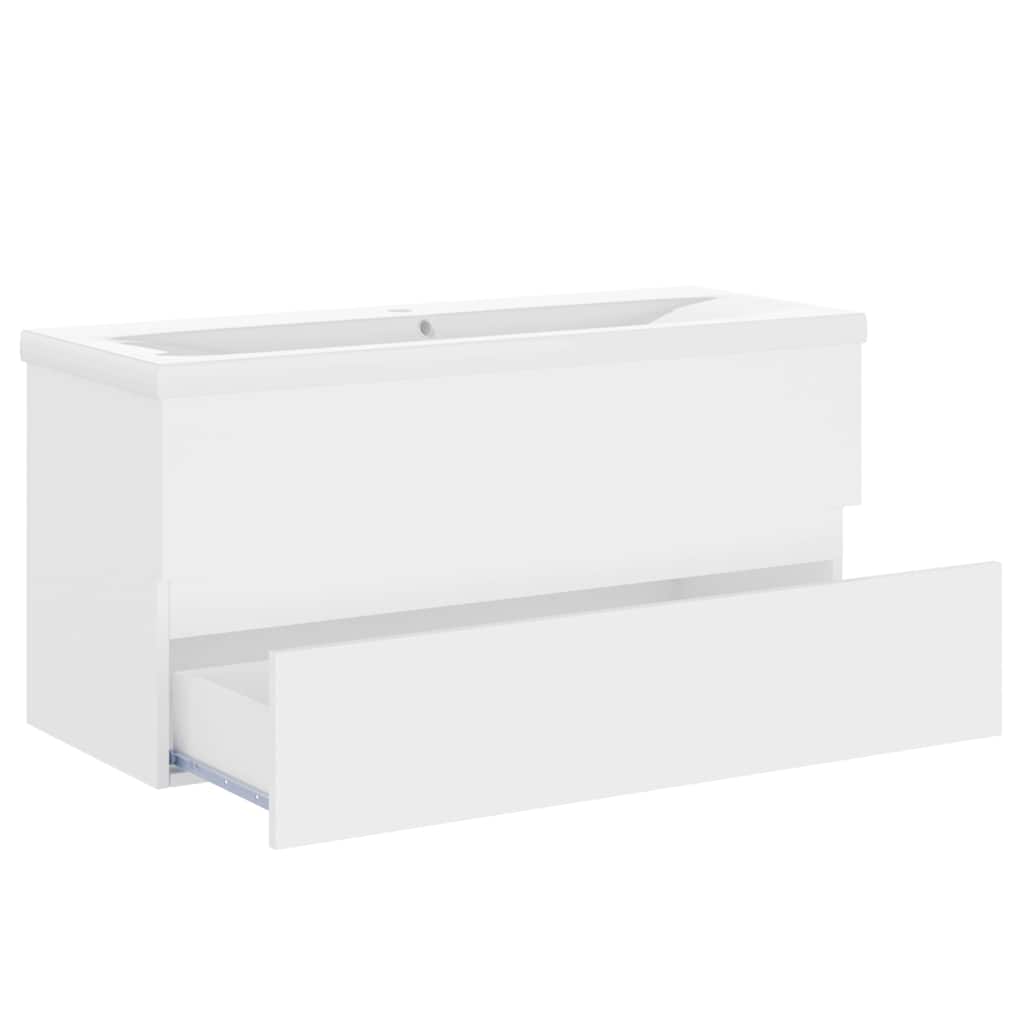 vidaXL Sink Cabinet with Built-in Basin White Engineered Wood