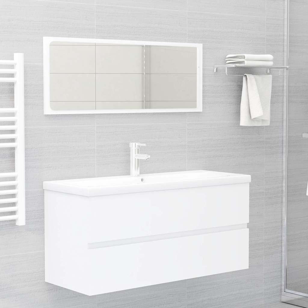 vidaXL Sink Cabinet with Built-in Basin White Engineered Wood