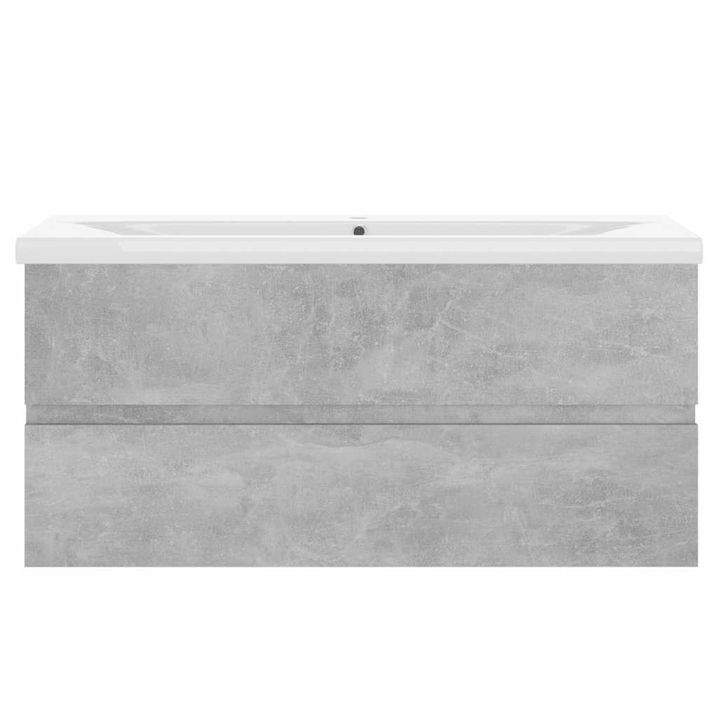 vidaXL Sink Cabinet with Built-in Basin Concrete Grey Engineered Wood