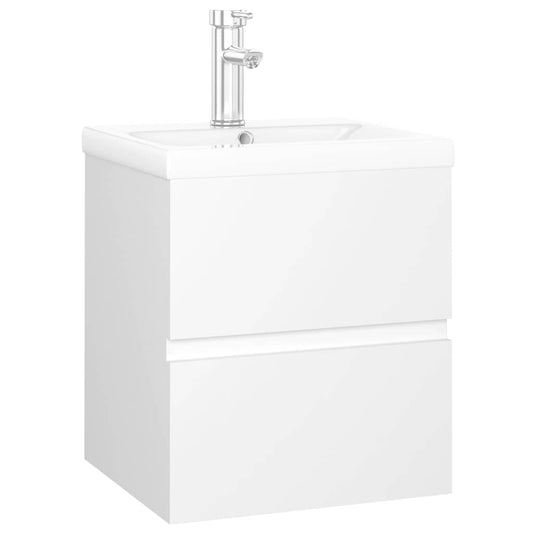 vidaXL Sink Cabinet With Basin | White | Engineered wood and ceramic | Small