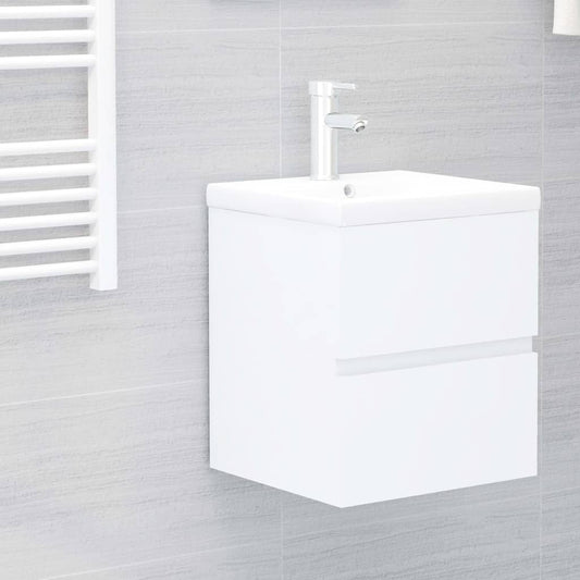 vidaXL Sink Cabinet With Basin | White | Engineered wood and ceramic | Small