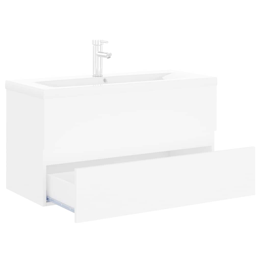 vidaXL Sink Cabinet with Built-in Basin White Engineered Wood