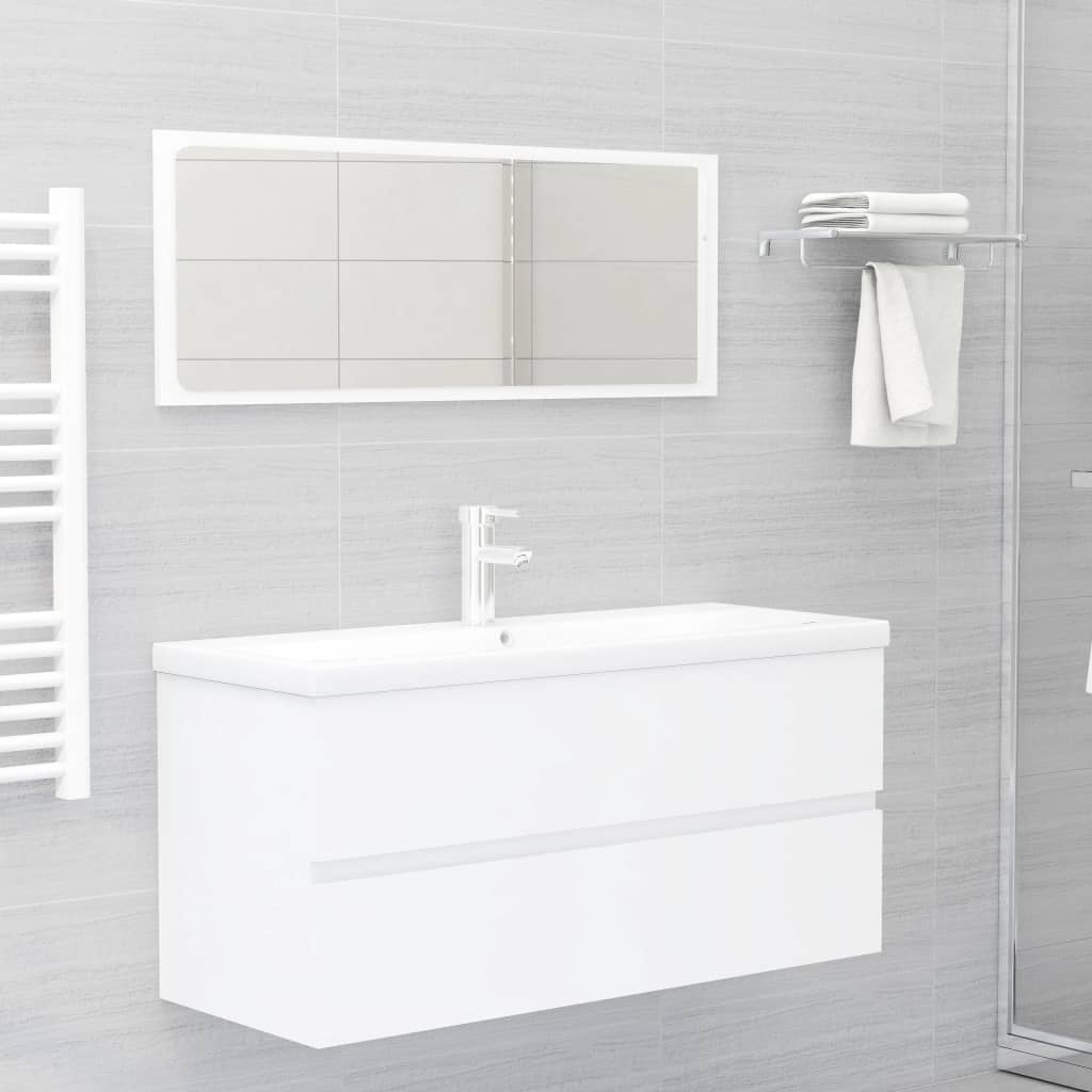 vidaXL Sink Cabinet with Built-in Basin White Engineered Wood