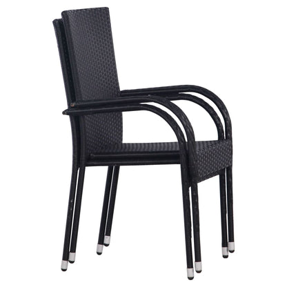vidaXL Dining Set | Black | Polyethylene rattan, Powder-coated steel, Glass
