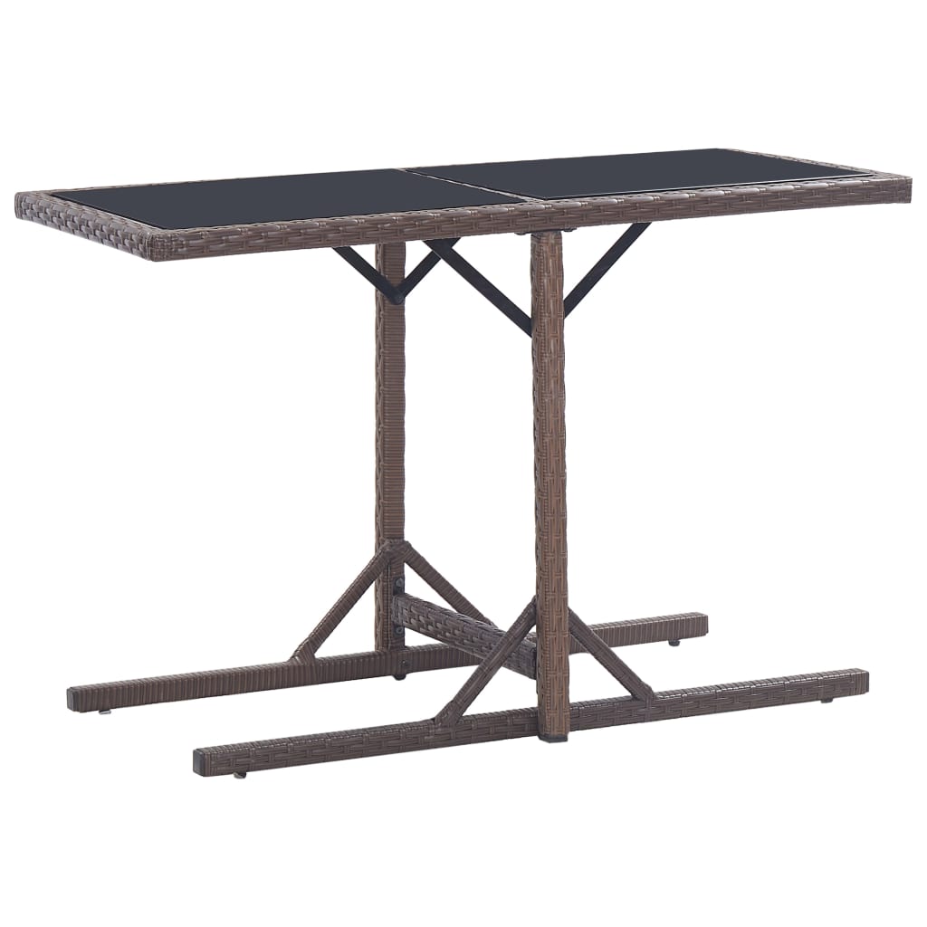 vidaXL Dining Set | Brown | Poly rattan, powder-coated steel, glass | Medium