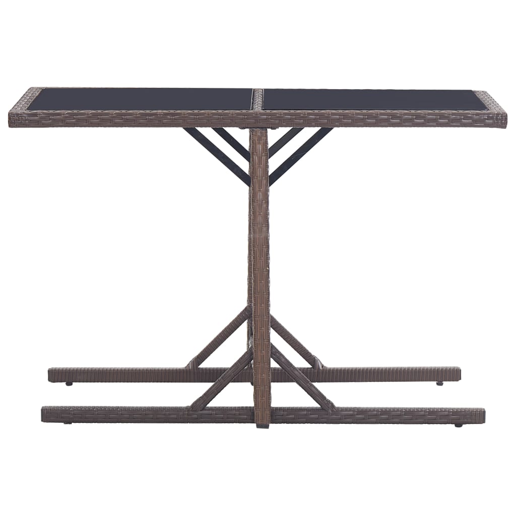 vidaXL Dining Set | Brown | Poly rattan, powder-coated steel, glass | Medium