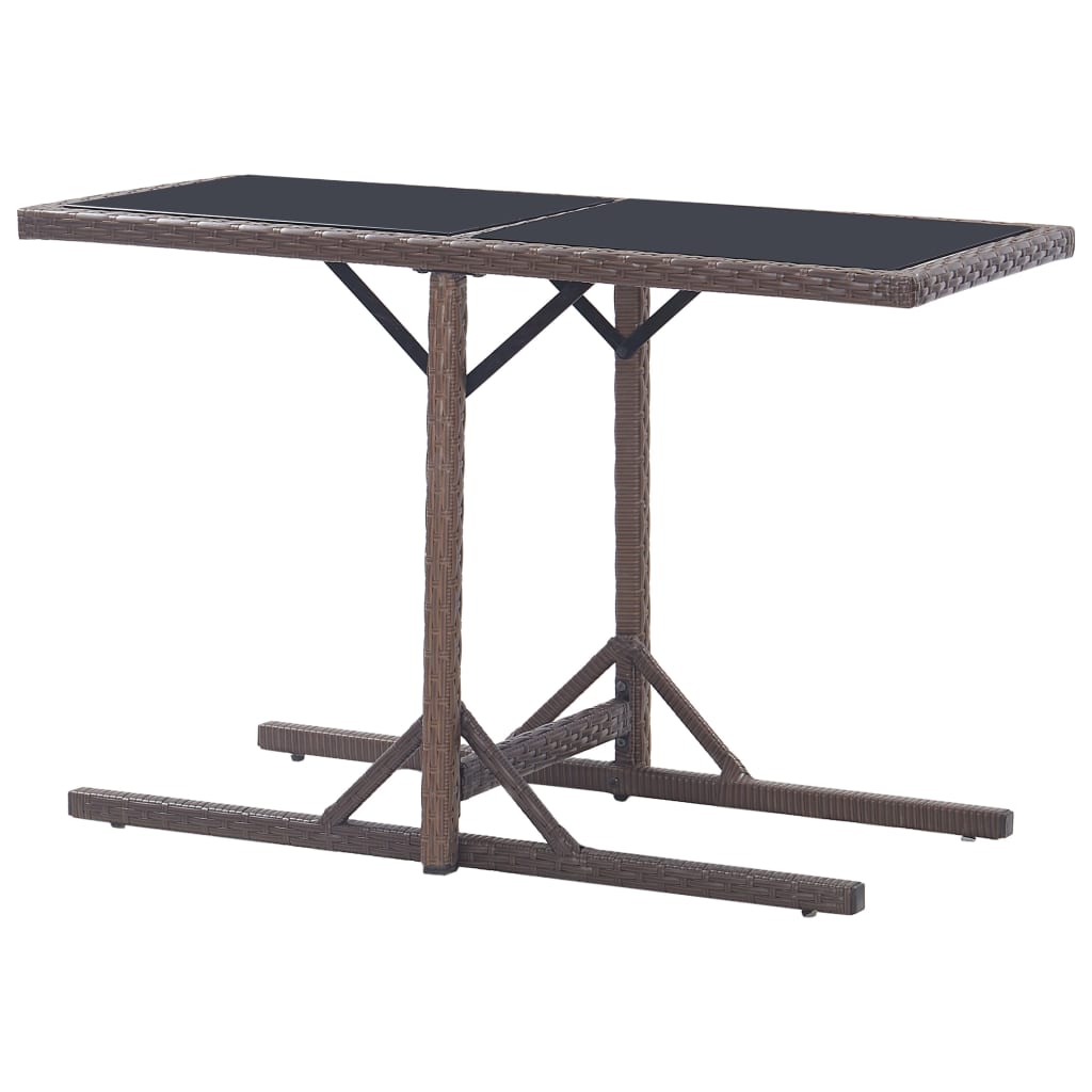 vidaXL Dining Set | Brown | Poly rattan, powder-coated steel, glass | Medium