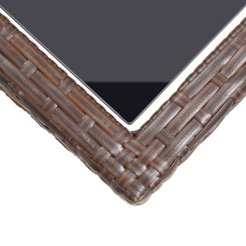 vidaXL Dining Set | Brown | Poly rattan, powder-coated steel, glass | Medium