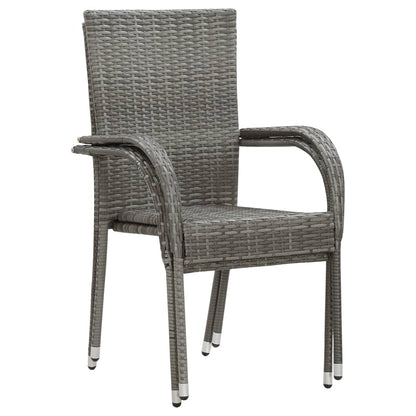 vidaXL Dining Set | Grey | PE Rattan, Powder-Coated Steel, Glass | Compact