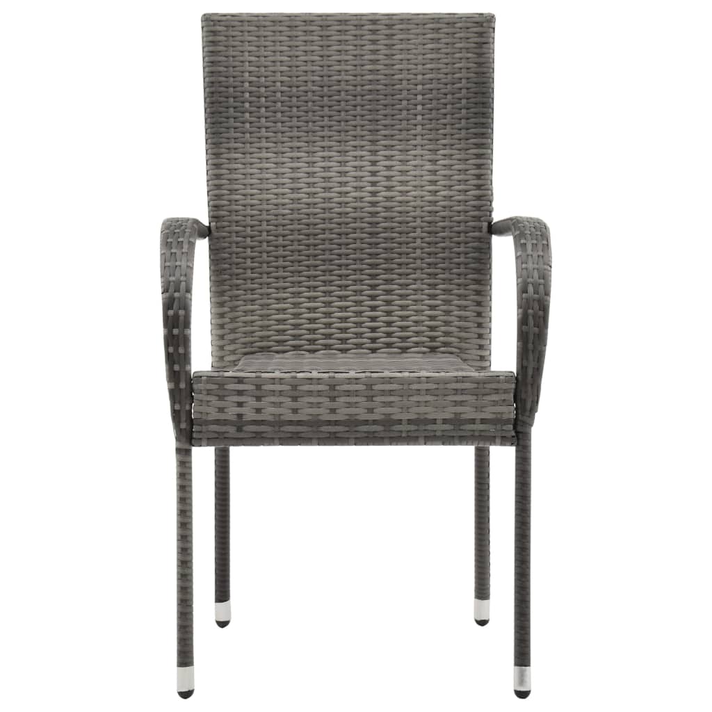vidaXL Dining Set | Grey | PE Rattan, Powder-Coated Steel, Glass | Compact