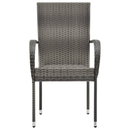 vidaXL Dining Set | Grey | PE Rattan, Powder-Coated Steel, Glass | Compact