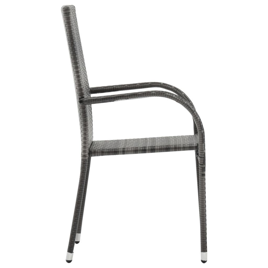 vidaXL Dining Set | Grey | PE Rattan, Powder-Coated Steel, Glass | Compact