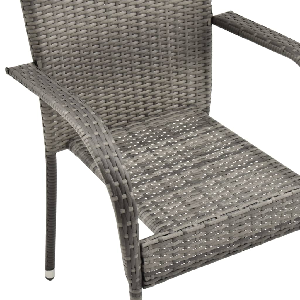 vidaXL Dining Set | Grey | PE Rattan, Powder-Coated Steel, Glass | Compact