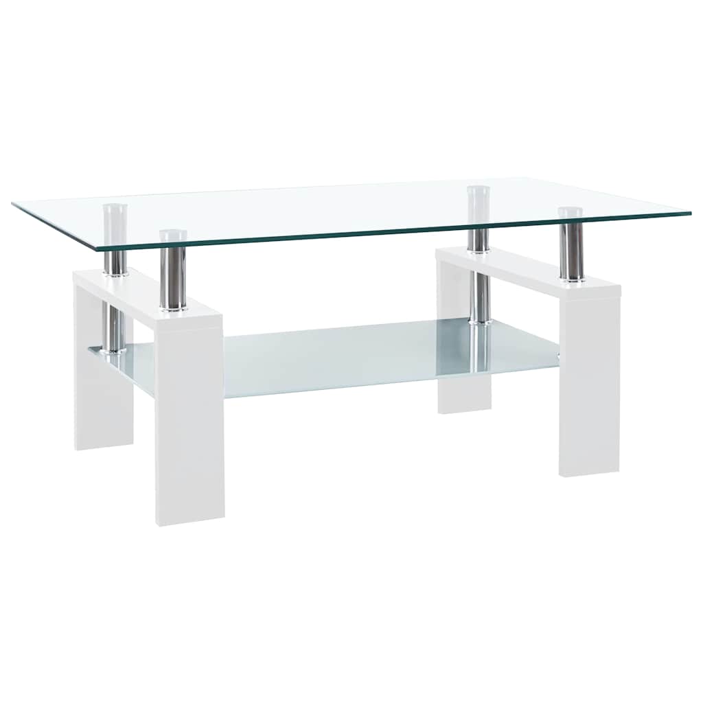 330304 vidaXL Coffee Table White and Transparent 95x55x40 cm Tempered Glass