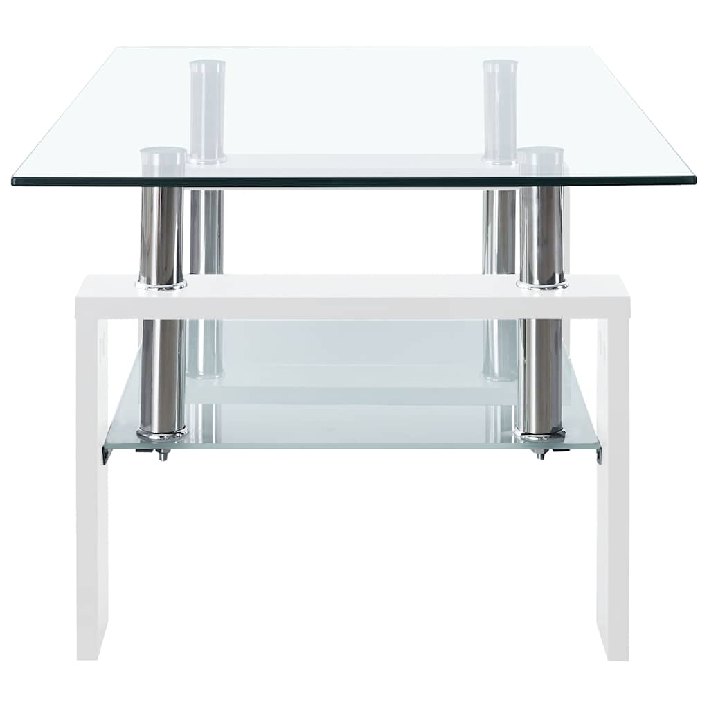vidaXL Coffee Table White and Transparent 95x55x40 cm Tempered Glass