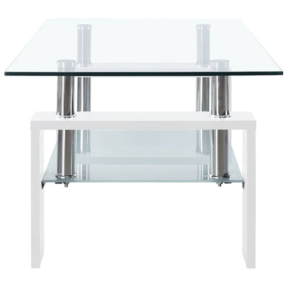 vidaXL Coffee Table White and Transparent 95x55x40 cm Tempered Glass