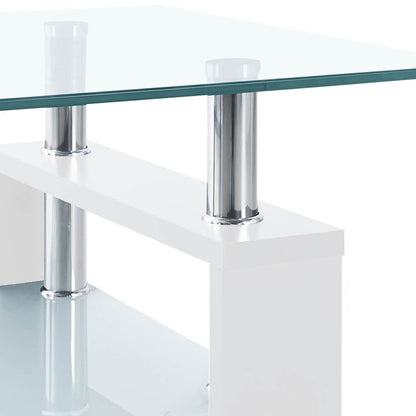 330304 vidaXL Coffee Table White and Transparent 95x55x40 cm Tempered Glass