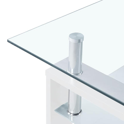 330304 vidaXL Coffee Table White and Transparent 95x55x40 cm Tempered Glass