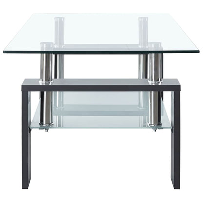 vidaXL Coffee Table Grey and Transparent 95x55x40 cm Tempered Glass