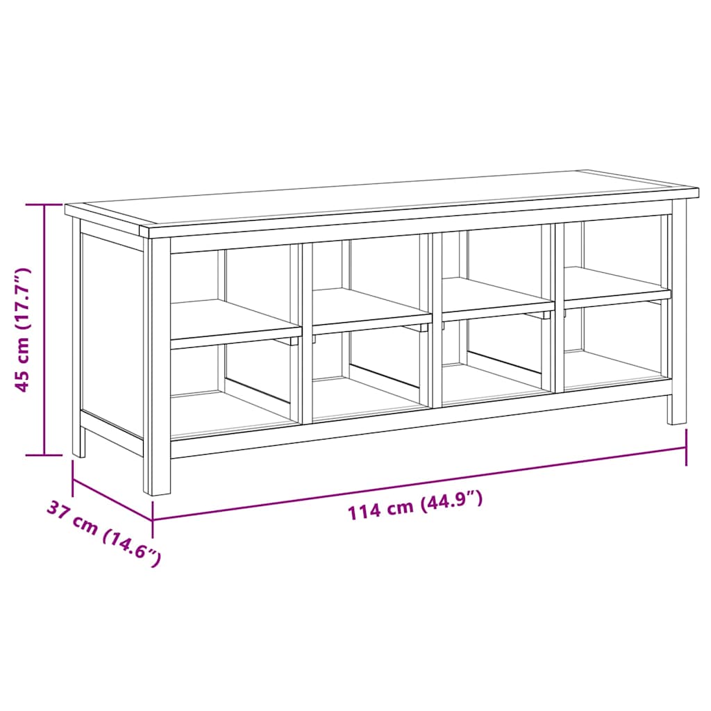 vidaXL Shoe Rack 114x37x45 cm Solid Oak Wood