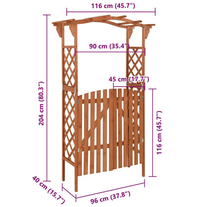 316389 vidaXL Pergola with Gate 116x40x204 cm Solid Firwood