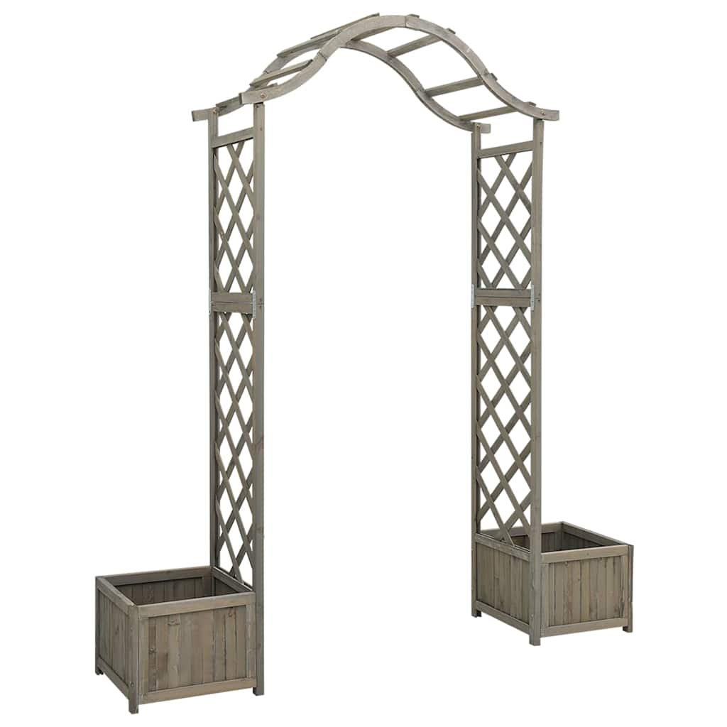 316392 vidaXL Garden Pergola with Planter Grey Solid Firwood