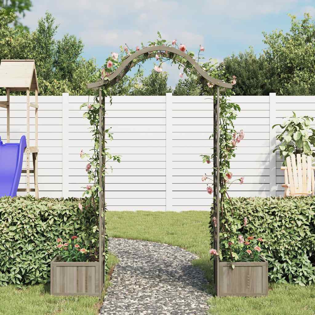 316392 vidaXL Garden Pergola with Planter Grey Solid Firwood