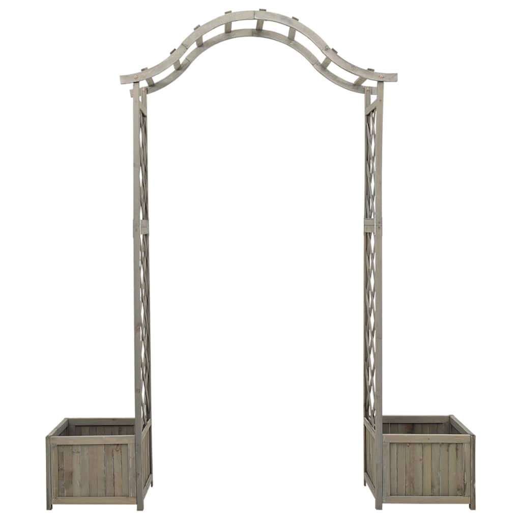316392 vidaXL Garden Pergola with Planter Grey Solid Firwood