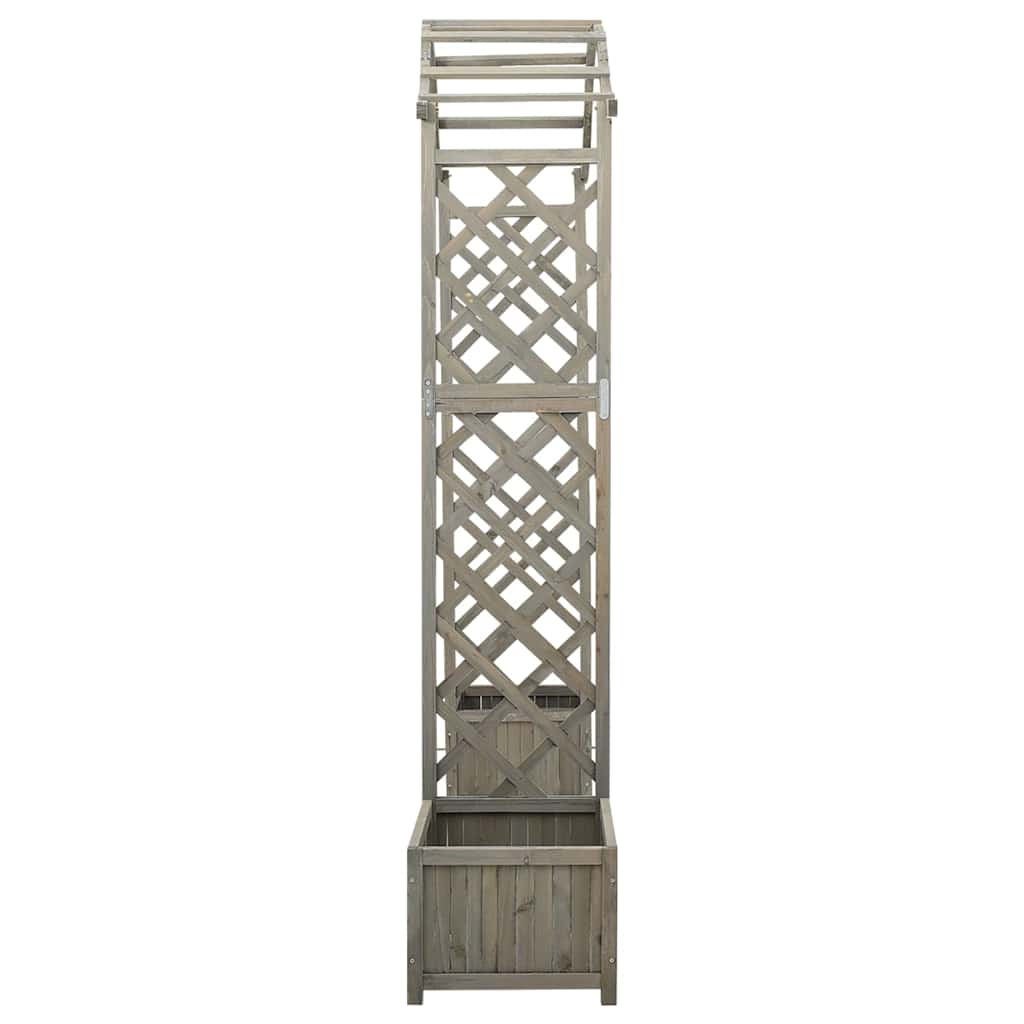 316392 vidaXL Garden Pergola with Planter Grey Solid Firwood