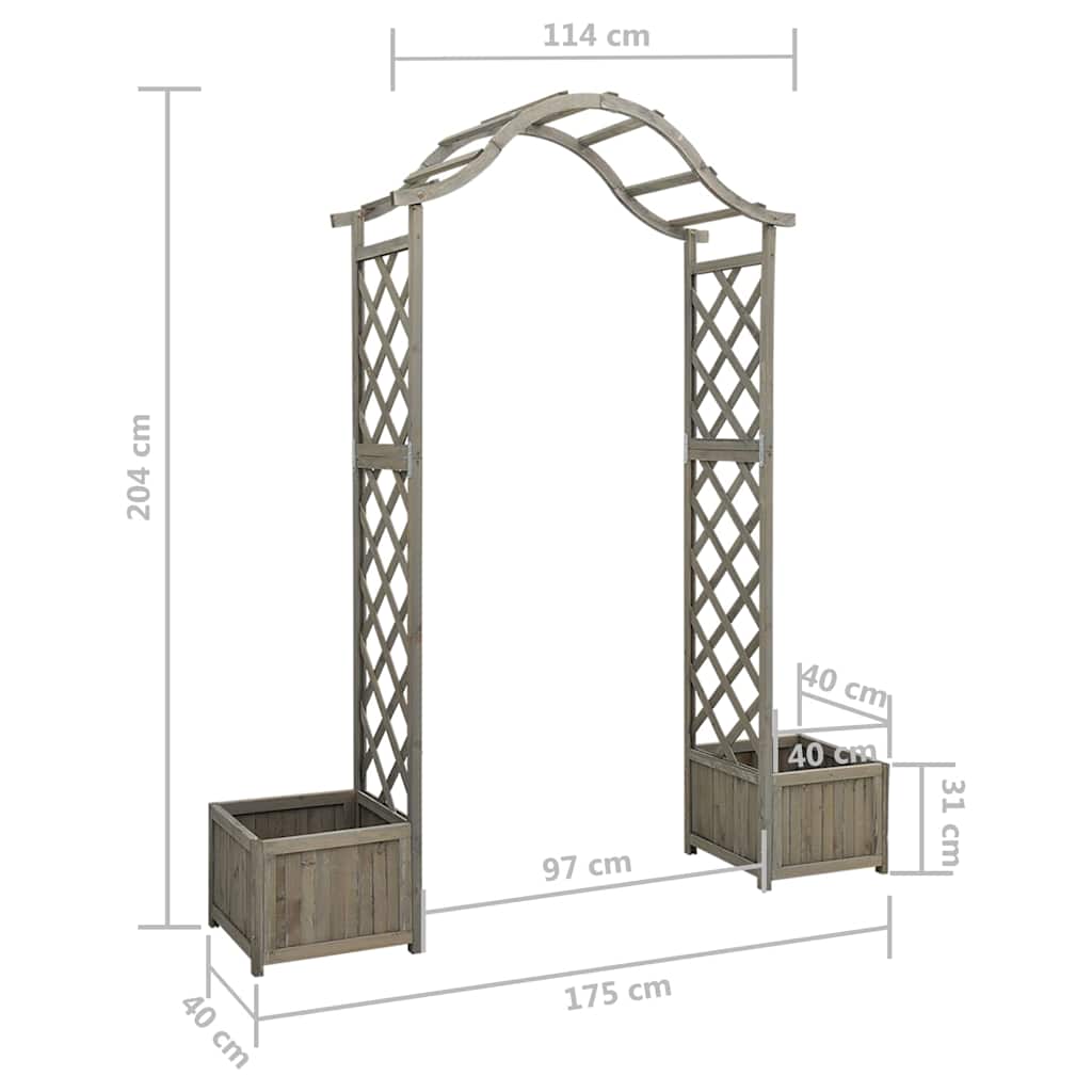 316392 vidaXL Garden Pergola with Planter Grey Solid Firwood