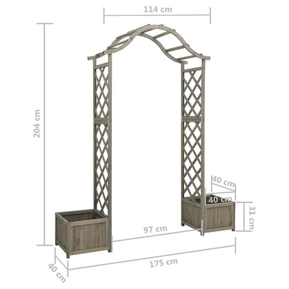 316392 vidaXL Garden Pergola with Planter Grey Solid Firwood