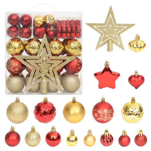 330088 vidaXL 70 Piece Christmas Bauble Set Gold and Red