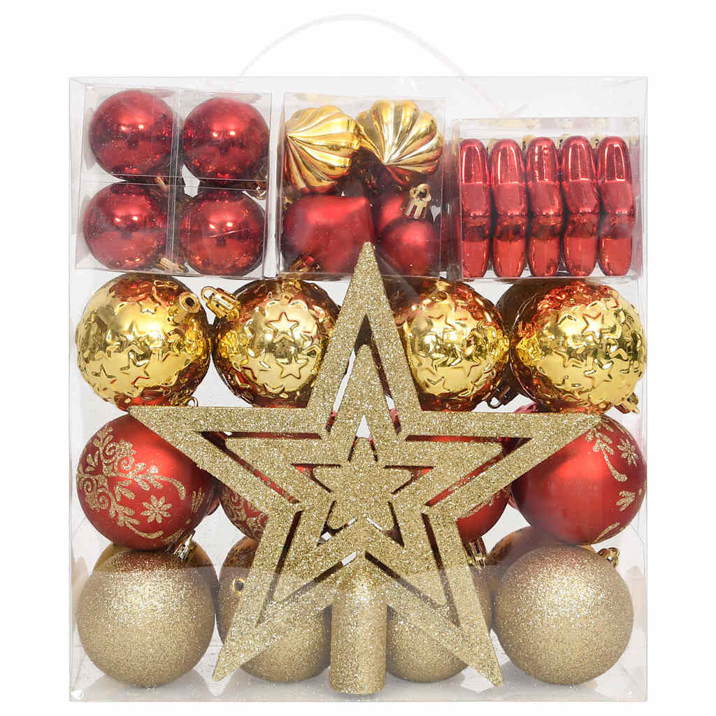 330088 vidaXL 70 Piece Christmas Bauble Set Gold and Red
