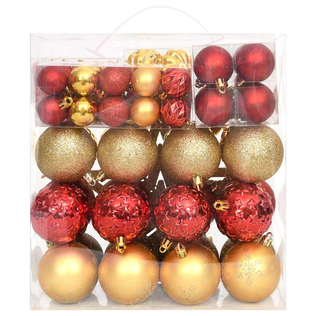 330088 vidaXL 70 Piece Christmas Bauble Set Gold and Red